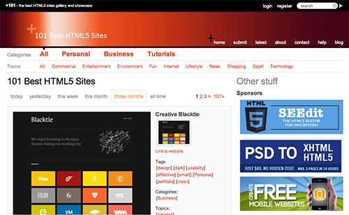 101 Best HTML5 Sites