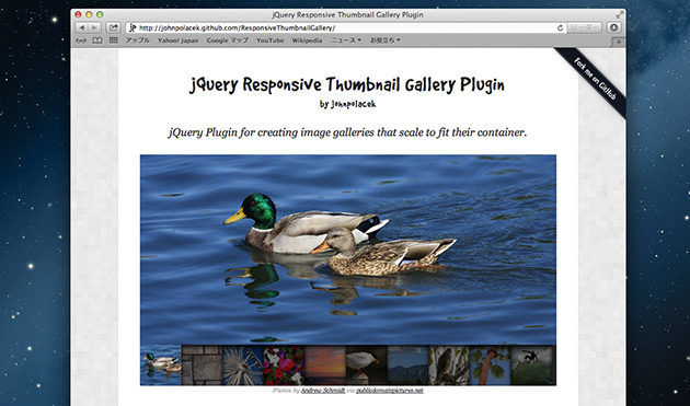 jQuery Responsive Thumbnail Gallery Plugin PC画面