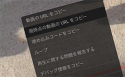 現時点の動画のURLをコピー