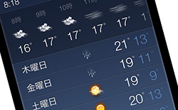 iPhoneデフォルトアプリ「天気」